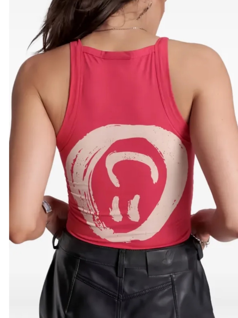 One Teaspoon Red Tank Top with Cream Smile Graphic